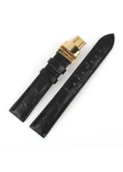 Bamboo Pattern Genuine Leather Wacth Strap Butterfly Buckle Watchband Bracelet for Watch Accessories 18mm 20mm 22mm 24mm