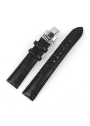 Bamboo Pattern Genuine Leather Wacth Strap Butterfly Buckle Watchband Bracelet for Watch Accessories 18mm 20mm 22mm 24mm