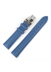 Bamboo Pattern Genuine Leather Wacth Strap Butterfly Buckle Watchband Bracelet for Watch Accessories 18mm 20mm 22mm 24mm