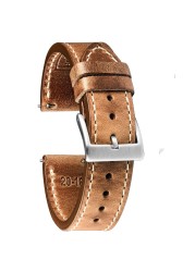 High Quality Horween Genuine Leather Straps Brown Soft Wrap Handmade Horse Leather Watch Strap 18mm 20mm 22mm