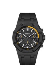 Fashion Quartz Watch Men Yellow Silicone Strap Chronograph Military Watches Sport Auto Date Wristwatch For Man Relogio