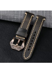 Handmade Bronze Submarine Buckle Watchband 22 24 26mm Brown Blue Black Suitable for BAM Bronze Watch Men Bracelet