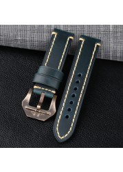 Handmade Bronze Submarine Buckle Watchband 22 24 26mm Brown Blue Black Suitable for BAM Bronze Watch Men Bracelet