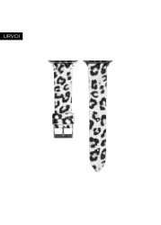 URVOI band for apple watch series 7 6 5 4 3 2 1 SE PU leather with leopard print strap for iWatch microfiber modern design