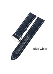 20mm 22mm Canvas Leather Down Watch Band 19mm 21mm Replacement For Omega 300 Planet Ocean Seiko Nylon Hamilton Strap