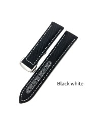 20mm 22mm Canvas Leather Down Watch Band 19mm 21mm Replacement For Omega 300 Planet Ocean Seiko Nylon Hamilton Strap