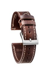 High Quality Horween Genuine Leather Straps Brown Soft Wrap Handmade Horse Leather Watch Strap 18mm 20mm 22mm