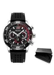 MEGIR Silicone Strap Milliari Sport Watches Men Waterproof Luminous Chronograph Quartz Watch Man Brown Reloj Relogio Watches