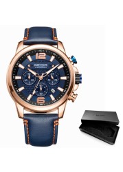 MEGIR 2020- Luxury Watches for Men, Men's Watch, Stainless Steel, Luminous, Water Resistant, Sport Chronograph, Quartz, Blue