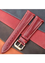 Oil Wax Genuine Leather Watchband Women Men Cowhide Watch Strap Band 18mm 20mm 22mm 24mm Watch Watch Bracelet Metal Clasp