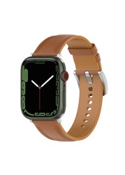 Business Real Leather Loop Bracelet Strap Band for Apple Watch SE 7654 42mm 38mm 44mm 40mm Strap on Smart iWatch 7 Watchband 45mm