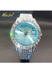 Relogio Masculino Luxury Original Diamond Watch for Male Unique Blue Dial Couple Watches Calendar Waterproof Quartz Watches