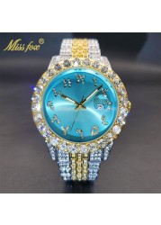 Relogio Masculino Luxury Original Diamond Watch for Male Unique Blue Dial Couple Watches Calendar Waterproof Quartz Watches