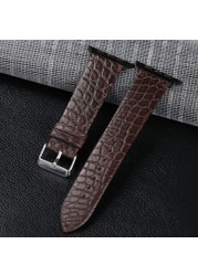 Suitable For Apple Watch Leather Strap iWatch 6/5 strap Crazy Horse brown pattern iwatch 7/SE strap ultra-thin crocodile leather