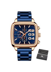 MINI FOCUS Men's Business Quartz Watch Stainless Steel Luxury Brand Luminous Multifunction Waterproof Male Watch + Box