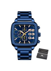 MINI FOCUS Men's Business Quartz Watch Stainless Steel Luxury Brand Luminous Multifunction Waterproof Male Watch + Box