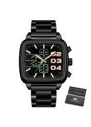 MINI FOCUS Men's Business Quartz Watch Stainless Steel Luxury Brand Luminous Multifunction Waterproof Male Watch + Box