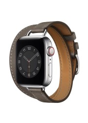 Leather Strap for Apple Watch 6 5 4 SE Band 44mm 40mm Double Ring Replacement Bracelet Strap for iwatch Series 3 2 1 42mm 38mm