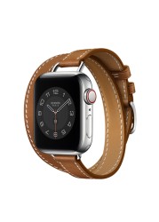 Leather Strap for Apple Watch 6 5 4 SE Band 44mm 40mm Double Ring Replacement Bracelet Strap for iwatch Series 3 2 1 42mm 38mm