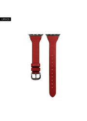 URVOI Leather Strap for Apple Watch Series 7 6 SE 5 4 3 2 T-shaped Ultra-thin Wrist Strap Fashion Design Strap for iWatch 41 45mm