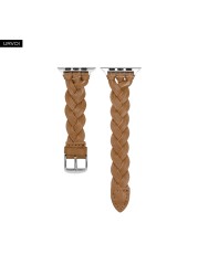 URVOI Braided Leather Strap for Apple Watch Series 7 6 SE 5 4 3 2 1 Woven Strap for iWatch Genuine Leather Classic Design Buckle