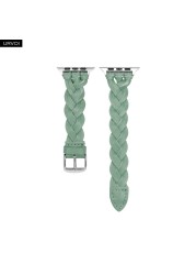 URVOI Braided Leather Strap for Apple Watch Series 7 6 SE 5 4 3 2 1 Woven Strap for iWatch Genuine Leather Classic Design Buckle