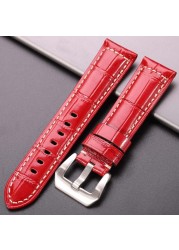 Cowhide Watchband Crocodile Pattern Women Men 20mm 22mm 24mm 5 Colors Watch Strap With Silver Black Steel Buckle Wrist Strap