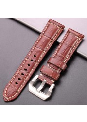 Cowhide Watchband Crocodile Pattern Women Men 20mm 22mm 24mm 5 Colors Watch Strap With Silver Black Steel Buckle Wrist Strap