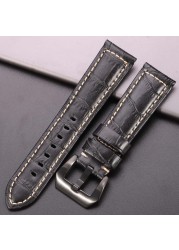 Cowhide Watchband Crocodile Pattern Women Men 20mm 22mm 24mm 5 Colors Watch Strap With Silver Black Steel Buckle Wrist Strap