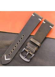 Oil Wax Genuine Leather Watch Band Handmade Cowhide Strap Women Men 18mm 20mm 22mm 24mm Quick Release Vintage Strap Accessories