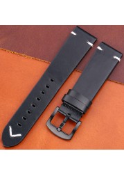 Oil Wax Genuine Leather Watch Band Handmade Cowhide Strap Women Men 18mm 20mm 22mm 24mm Quick Release Vintage Strap Accessories