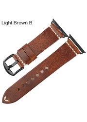 MAIKES Vintage Oil Wax Leather Watch Strap for Apple Watch Band 45mm 41mm 42mm 38mm Series 7/SE/6/5/4/3/2/1 IWatch Watch Wristbands