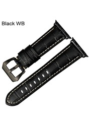 MAIKES Watchbands Genuine Cow Leather Watch Strap for Apple Watch Band 44mm 38mm Series 6/5/4 Iwatch 7 45mm 41mm Watchband