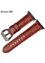 MAIKES Watchbands Genuine Cow Leather Watch Strap for Apple Watch Band 44mm 38mm Series 6/5/4 Iwatch 7 45mm 41mm Watchband