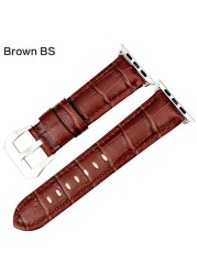 MAIKES Watchbands Genuine Cow Leather Watch Strap for Apple Watch Band 44mm 38mm Series 6/5/4 Iwatch 7 45mm 41mm Watchband