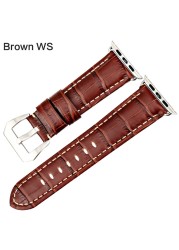 MAIKES Watchbands Genuine Cow Leather Watch Strap for Apple Watch Band 44mm 38mm Series 6/5/4 Iwatch 7 45mm 41mm Watchband