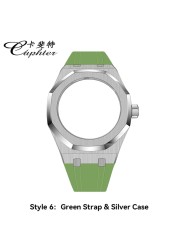 Casioak Fashion Kit for GMAS2100 Metal Watch Case Fluororobber Strap 316 Stainless Steel Bezel Rubber Watch Strap for MODIFY GMA-S2100