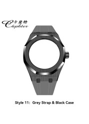 Casioak Fashion Kit for GMAS2100 Metal Watch Case Fluororobber Strap 316 Stainless Steel Bezel Rubber Watch Strap for MODIFY GMA-S2100