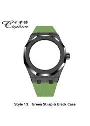 Casioak Fashion Kit for GMAS2100 Metal Watch Case Fluororobber Strap 316 Stainless Steel Bezel Rubber Watch Strap for MODIFY GMA-S2100