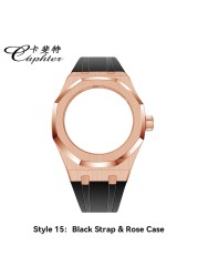 Casioak Fashion Kit for GMAS2100 Metal Watch Case Fluororobber Strap 316 Stainless Steel Bezel Rubber Watch Strap for MODIFY GMA-S2100