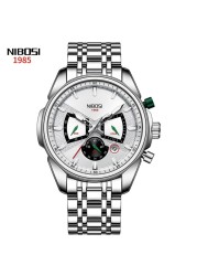 NIBOSI Mens Watches Luxury Brand Waterproof Wristwatch Chronograph Quartz Watch for Men Automatic Date Relogio Masculino