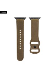 URVOI Leather Strap for Apple Watch Series 7 6 SE 5 4 3 2 Sports Hand-made Wrist Strap Double Holes Pin for iWatch 40 41 44 45mm