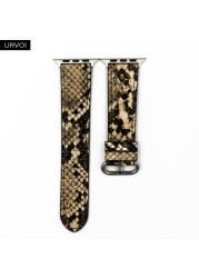 URVOI Leather Strap for Apple Watch Series 7 6 SE 5 4 3 2 1 Strap for iwatch band 41 45mm Microfiber with Python Modern Design