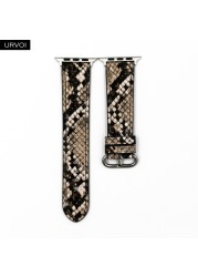 URVOI Leather Strap for Apple Watch Series 7 6 SE 5 4 3 2 1 Strap for iwatch band 41 45mm Microfiber with Python Modern Design