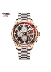 NIBOSI Mens Watches Top Brand Sports Waterproof Stainless Steel Blue Quartz Watch Men Military Wristwatch Relogio Masculino