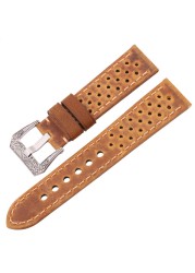 Cowhide Leather Band Watch Bracelet 20mm 22mm 24mm For Huawei Samsung Galaxy Watch 4 3 Strap Brown Black Green Coffee Watches