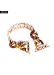 URVOI Link Bracelet for Apple Watch Series 7 6 SE 5 4 3 Band for iwatch Resin Strap Cow Boy Chain Girls Stainless Steel Bracelet