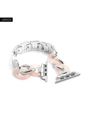 URVOI Link Bracelet for Apple Watch Series 7 6 SE 5 4 3 Band for iwatch Resin Strap Cow Boy Chain Girls Stainless Steel Bracelet