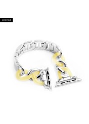 URVOI Link Bracelet for Apple Watch Series 7 6 SE 5 4 3 Band for iwatch Resin Strap Cow Boy Chain Girls Stainless Steel Bracelet