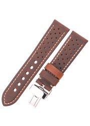 Genuine Leather Watch Band 20mm 22mm 24mm Cowhide Vintage Wrist Strap Strap for Samsung Galaxy Watch Bracelet Deployment Clasp